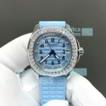PP+ Factory 1:1 Gain Weight Patek Philippe Aquanaut 5068 Light Blue Diamond Ladies Watch 